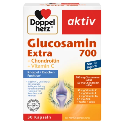 Abbildung der Produktverpackung Doppelherz aktiv Glucosamin 700 EXTRA Frontansicht